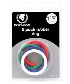 Spartacus 15quot Rubber Cock Ring Set Rainbow Pack of 5