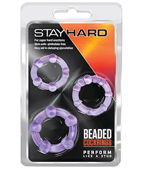 Blush Stay Hard Beaded Cock Rings Purple Pack of 3