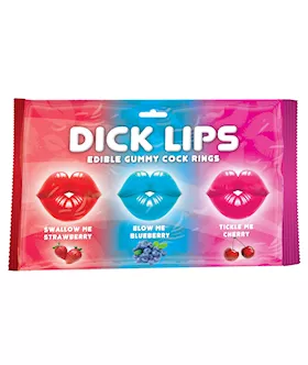 Dicklips Edible Gummy Cock Rings Asst Flavors Pack of 3