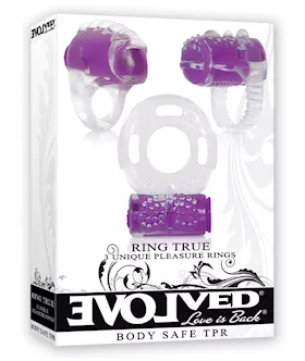 Evolved Ring True Unique Pleasure Rings Kit 3 Pack ClearPurple